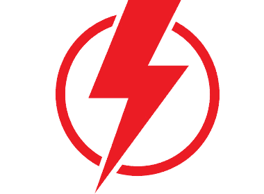 Red icon with a lightning bolt inside a circle.