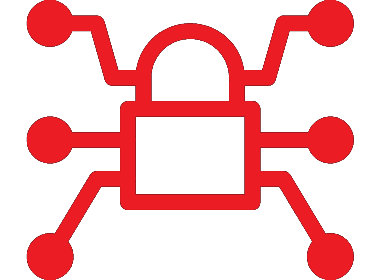 Red icon of a padlock with