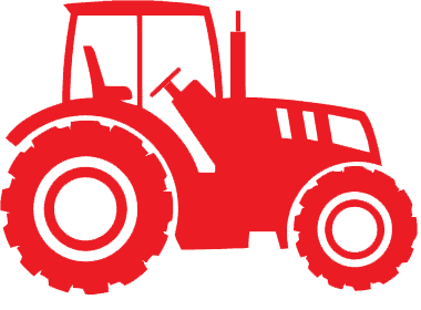 Red icon of a tractor.