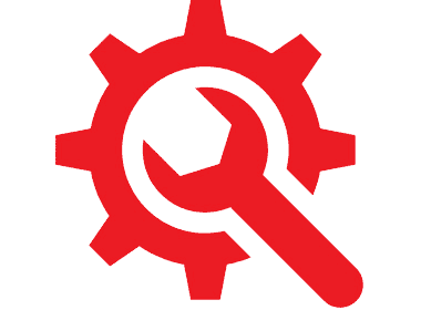 Icon of a wrench inside a gear.