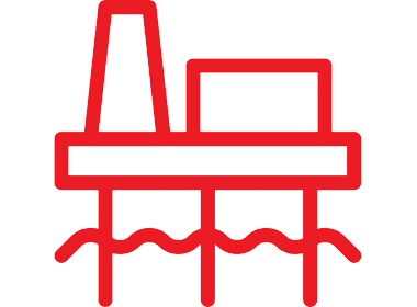 Icon of a factory with smokestacks and pipes.