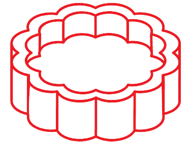 Red outline icon of a cloud computing network.