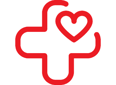 Icon of a medical cross with a heart in the center.