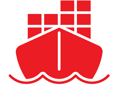 Icon of a cargo ship carrying containers on the water.