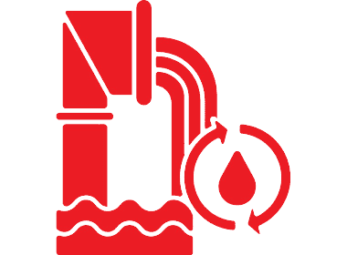 Red icon representing an oil refinery with a droplet symbol.