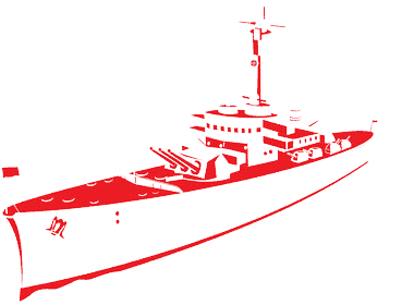 Silhouette of a ship with detailed features.