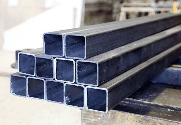 Stack of rectangular Q420 steel tubes.