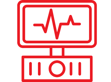 There is a red icon about medical machine.