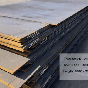 Thickness: 6 – 150 mm Width: 900 – 4800 mm Length: 3000 – 25000 mm