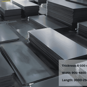A large number of P460M2 steel plates are neatly arranged in the warehouse, with smooth surfaces.