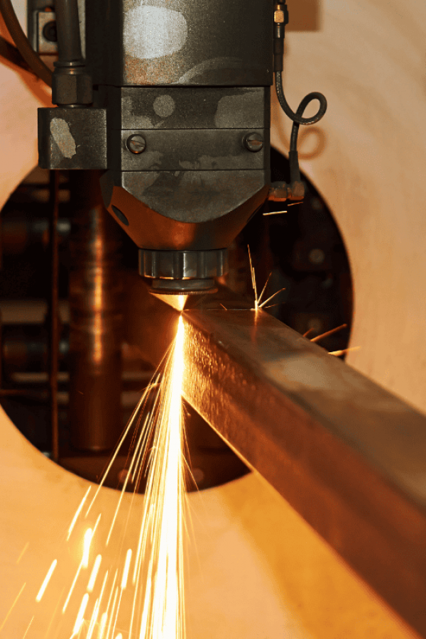 a laser cutting machine with sparks