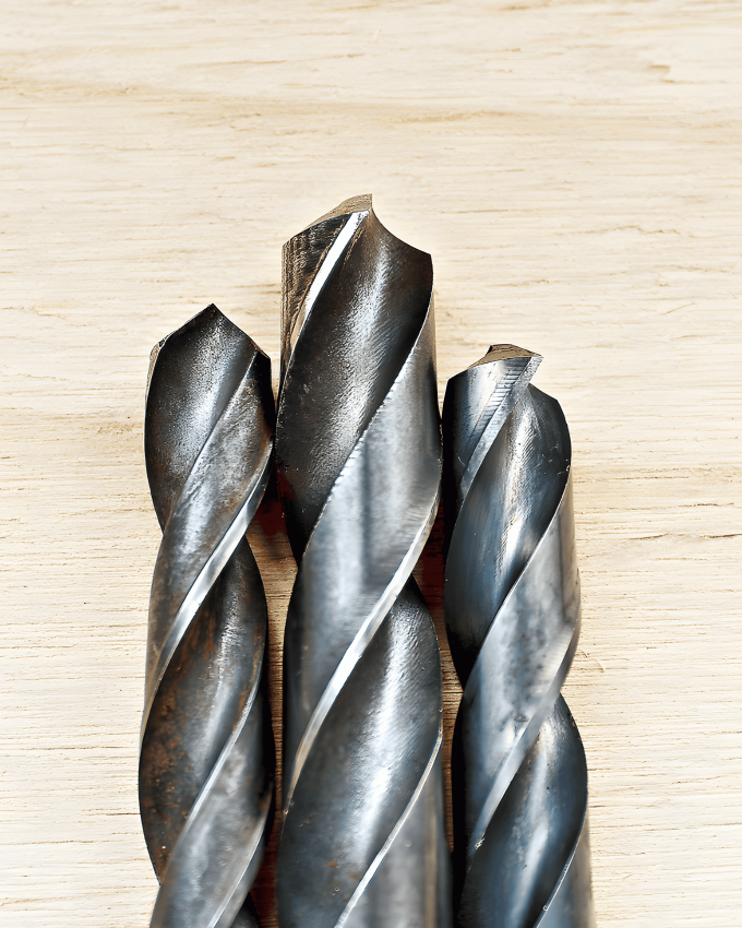 Close-up of drill bits made from cold rolled steel bar.