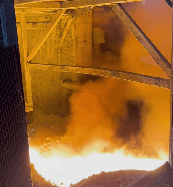 Molten metal in a furnace