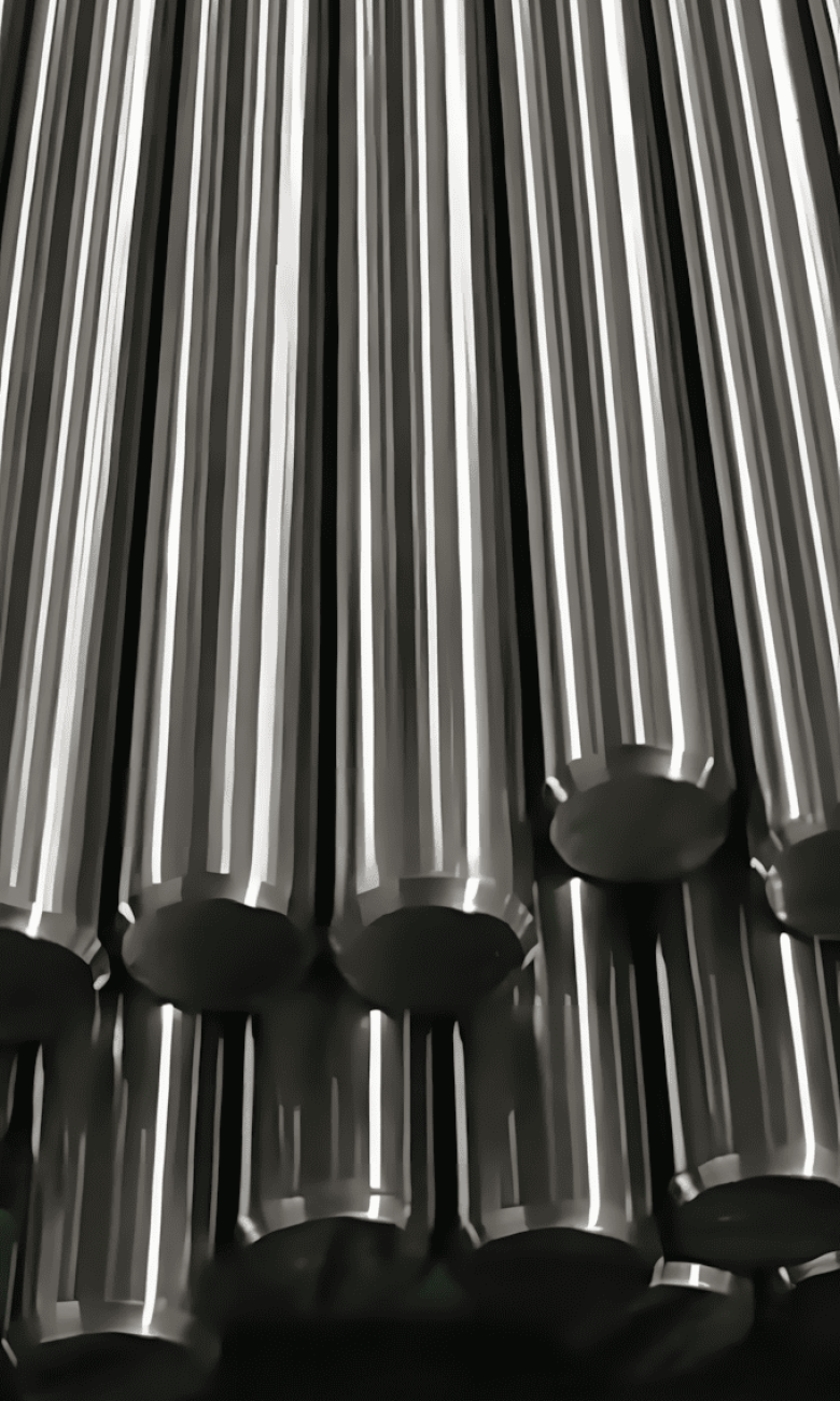 There are some steel bars in the factory.