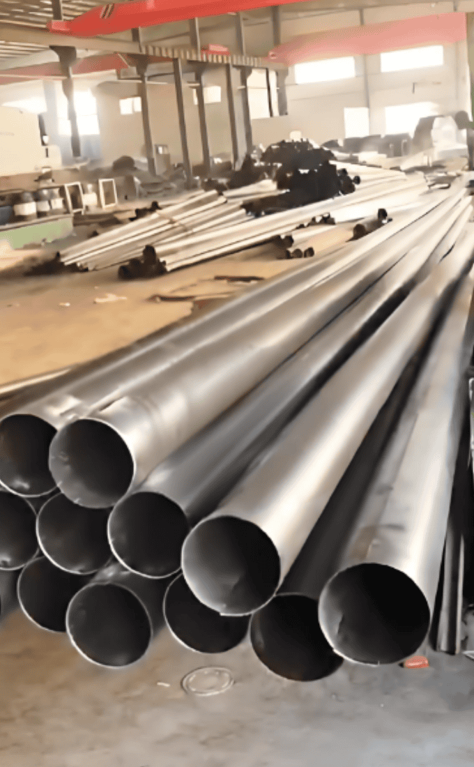 There are some highway bridge structure pipe in the factory.