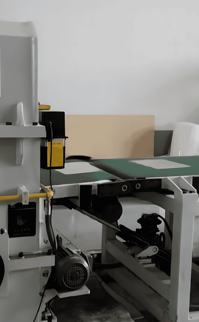 The machine is producing steel sheets.